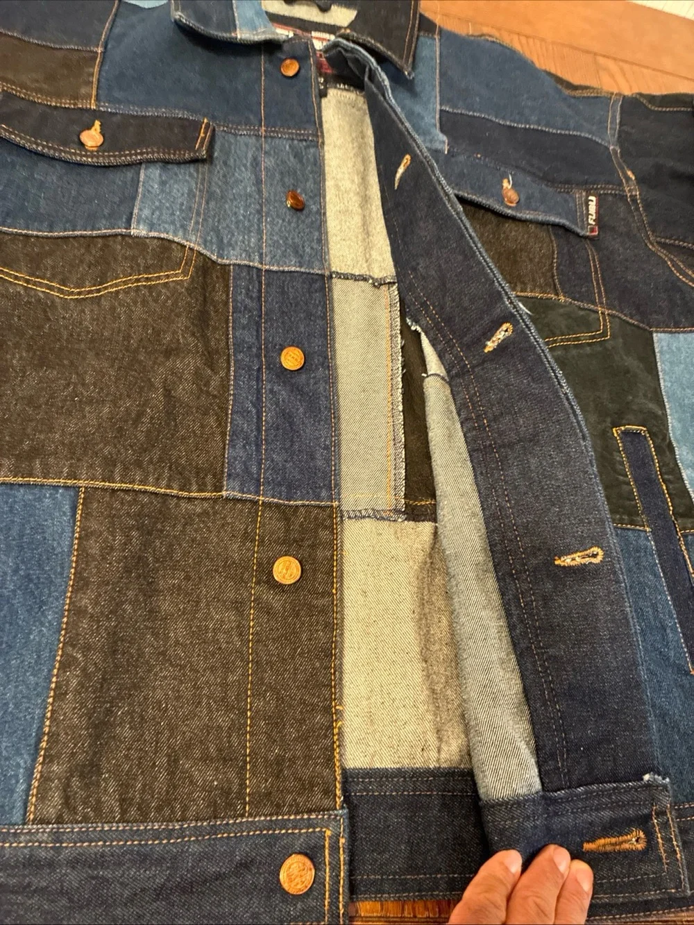 Vintage FUBU Patchwork Denim Jacket Men’s XL Trucker Coat Suede 1990’s